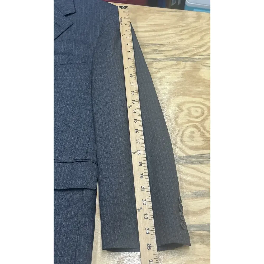 Brooks Brothers 346 Mens Dark Gray Pinstripe Wool Suit Jacket Sport Coat 44L